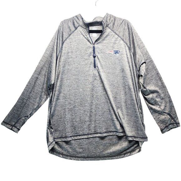 Majestic Patriots Shirt Mens 3X Cool Base Gray Pullover 1/4 Zip 3X Polyester - Picture 1 of 9